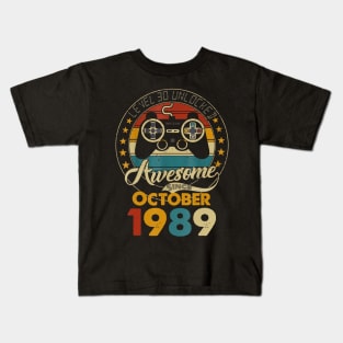 Level 30 Unlocked Gamer Born In October 1989 Gifts Kids T-Shirt